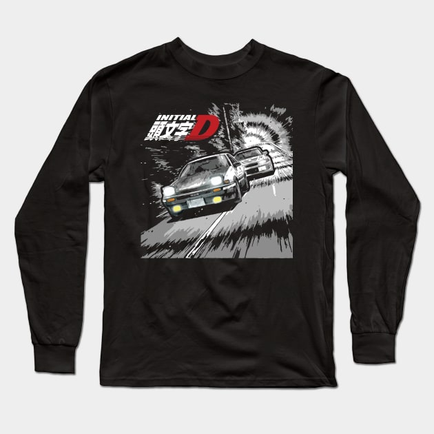 classic initial d 86 vs evo 5 Long Sleeve T-Shirt by cowtown_cowboy